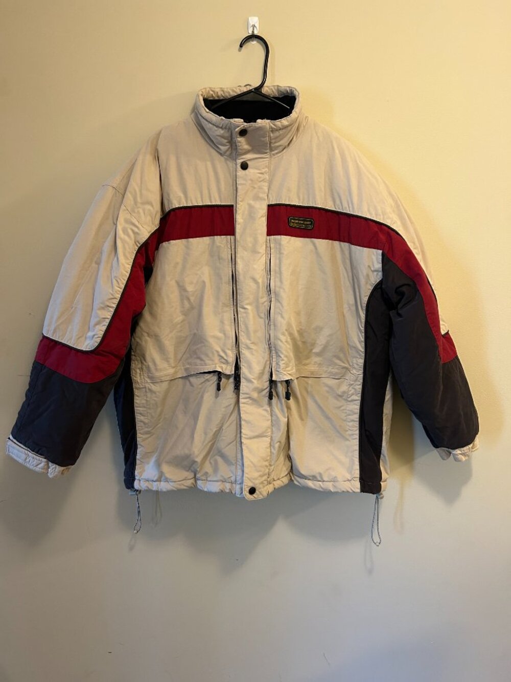 North Bay Vintage Colorblock Ski Jacket Men's XL Cream Navy Burgundy